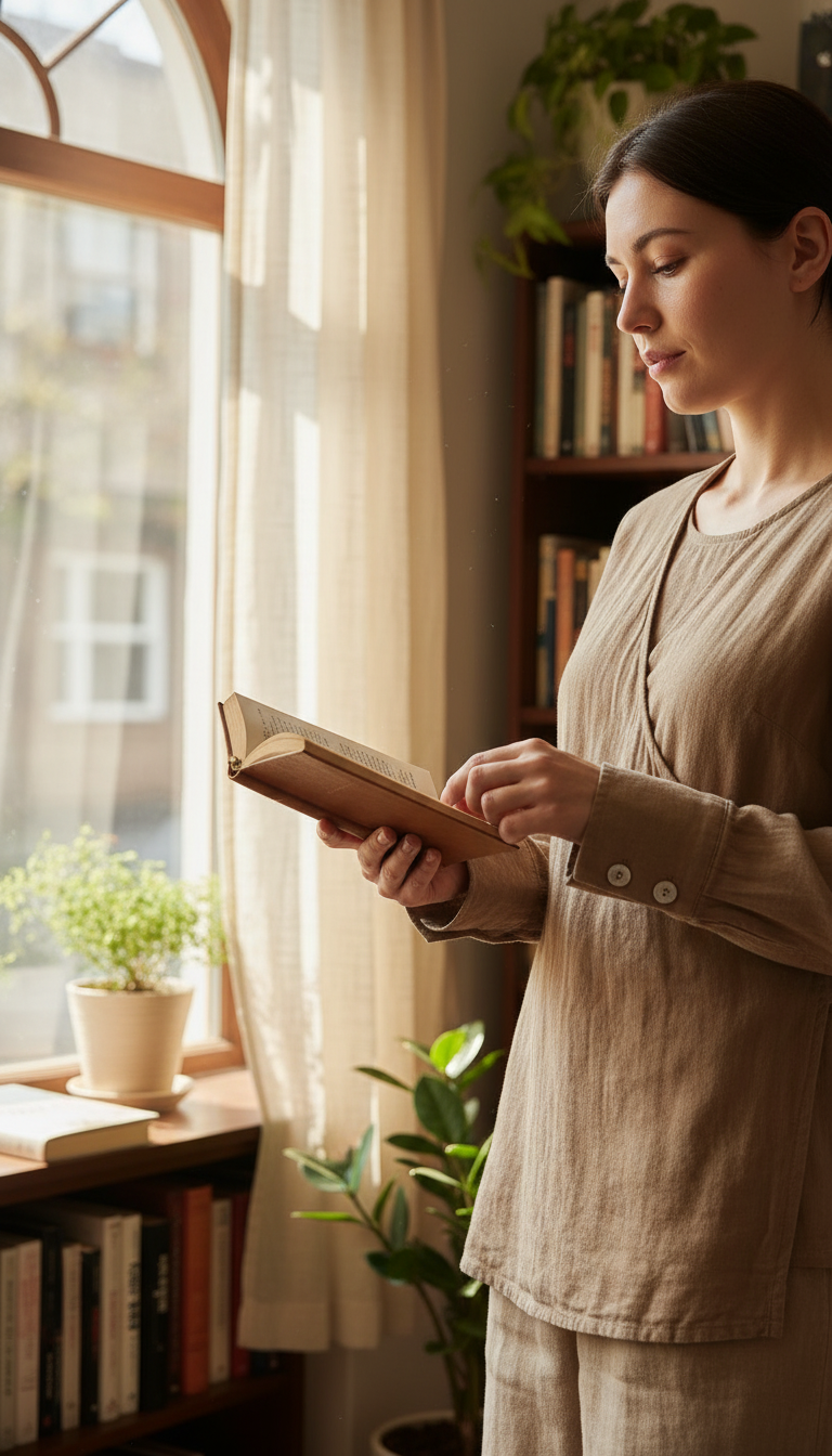 Taupe Crewneck T-Shirt in use