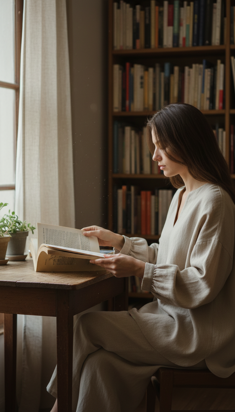 Beige Linen Blouse in use