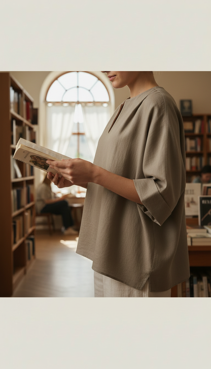 Earthy Taupe Blouse in use